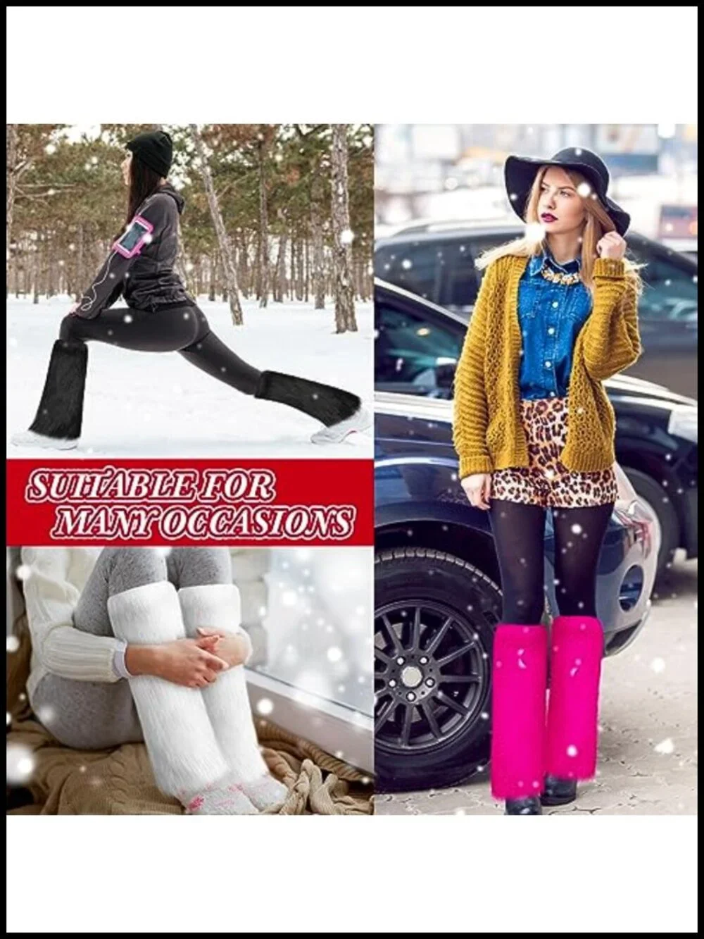 Faux Fur Leg Warmers - Women's Soft Boot Cuffs Winter Cover